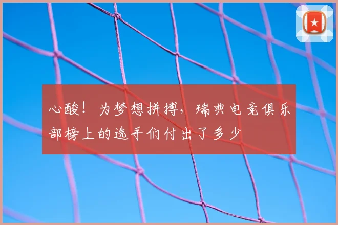 心酸！为梦想拼搏，瑞典电竞俱乐部榜上的选手们付出了多少